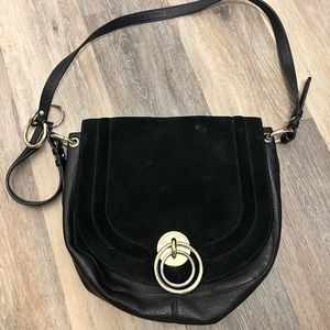 Diane Von Furstenburg Love Power Saddle Crossbody Bag in Black